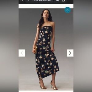 Anthropologie BHLDN Mia Strapless Satin Column Maxi Dress